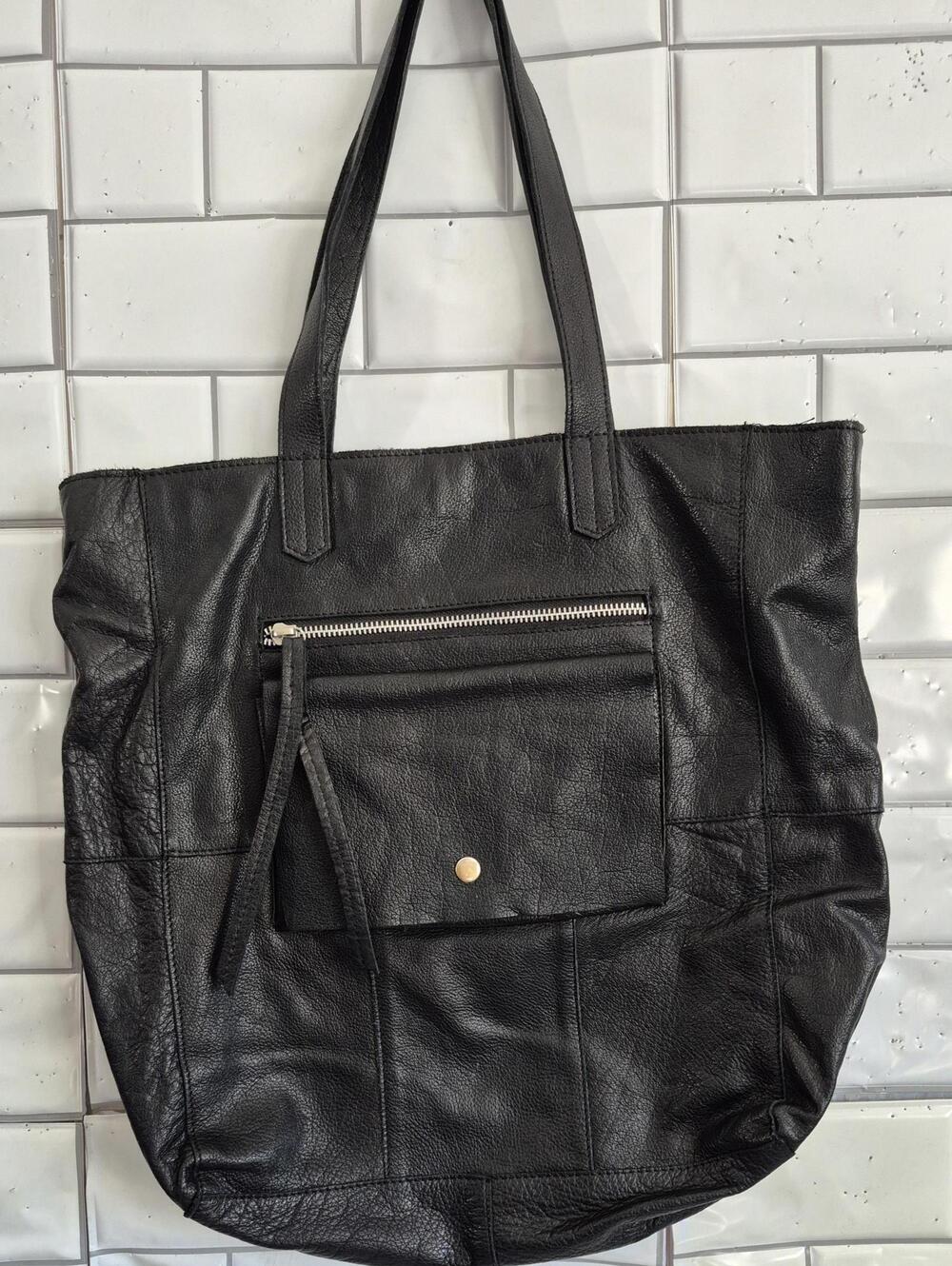 Day & Mood Style Heather Tote Ladies Black Supple Leather Large Tote